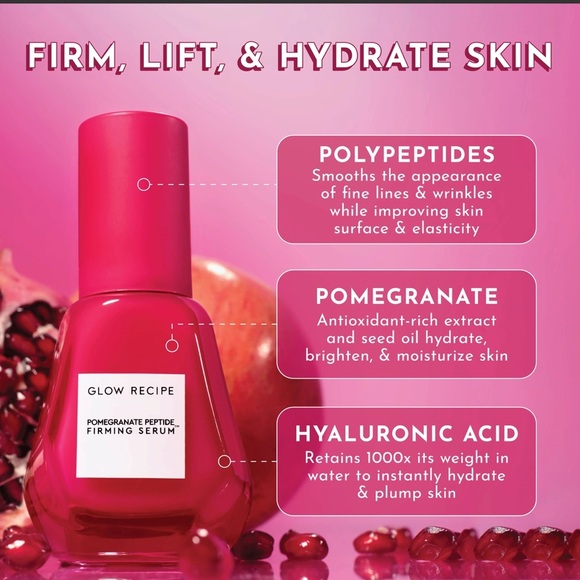 NIB Glow Recipe Pomegranate Peptide Firming Serum- Smooth Firm & Hydrates Skin 🍓 - Picture 3 of 15